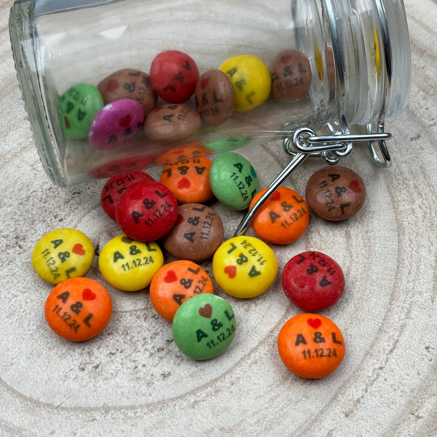 Printed Smarties Couples Initials Wedding Favours