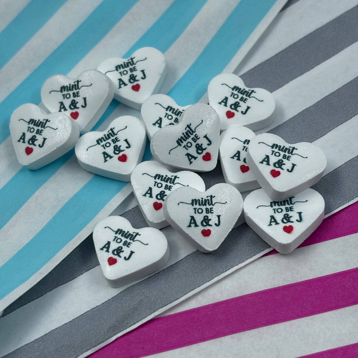 Personalised Mint To Be Wedding Favour Heart Sweets
