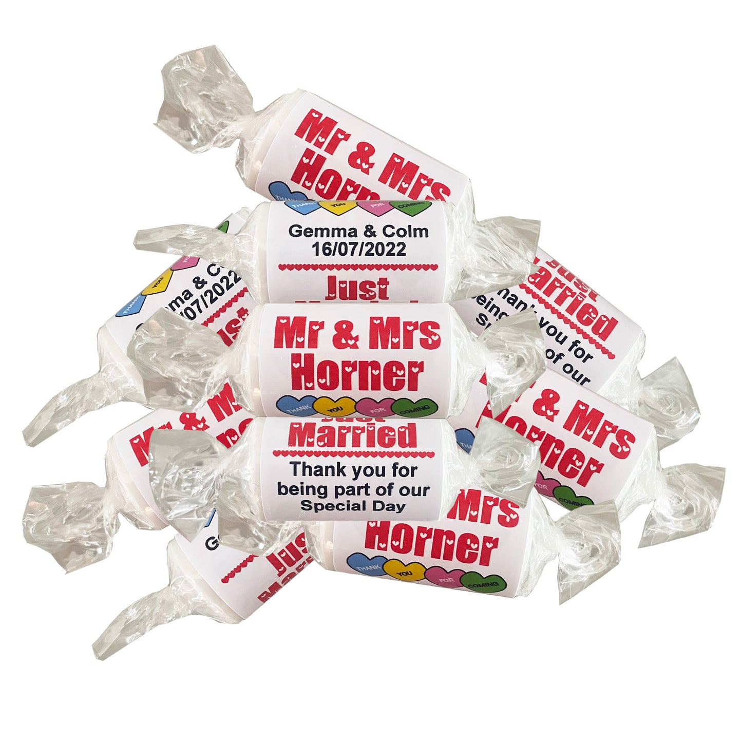 Personalised Wedding Love Heart Sweets Party Favours Mr Mrs