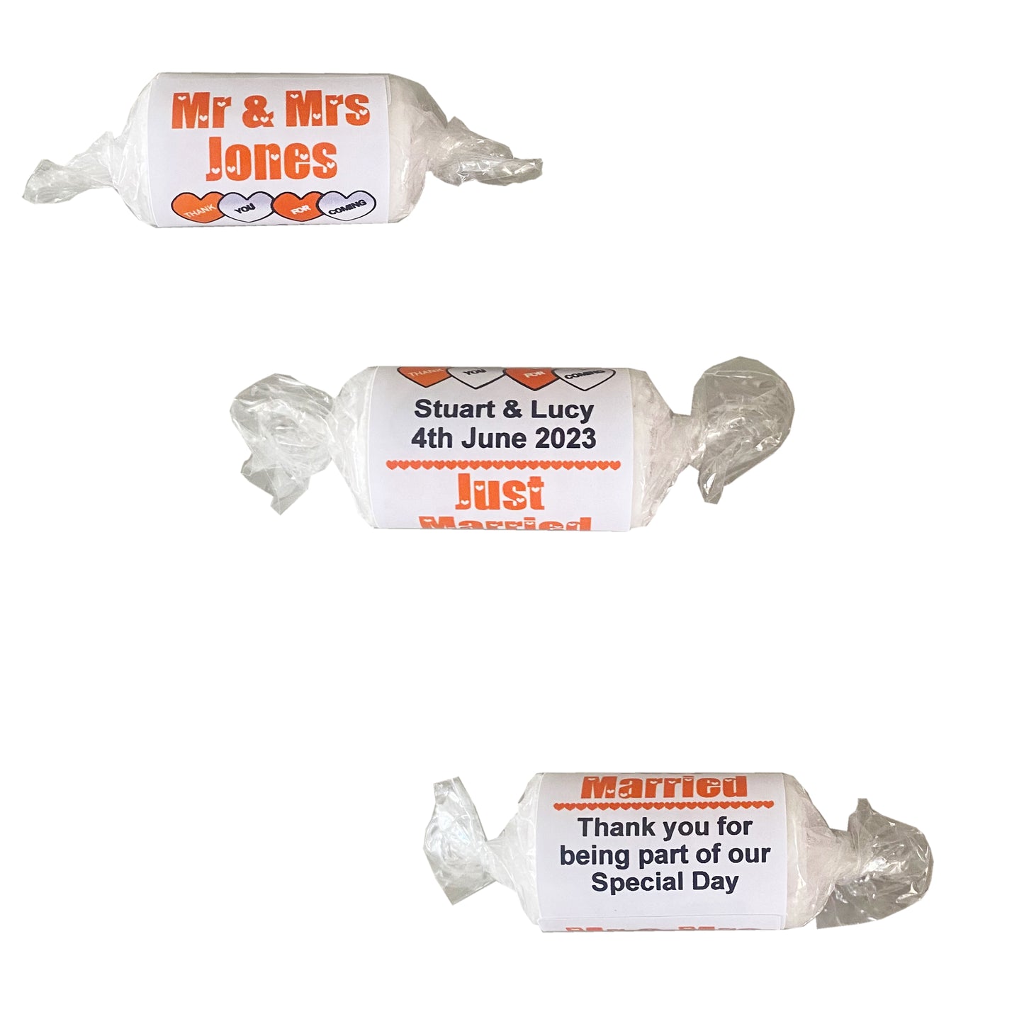 Orange love hearts wedding