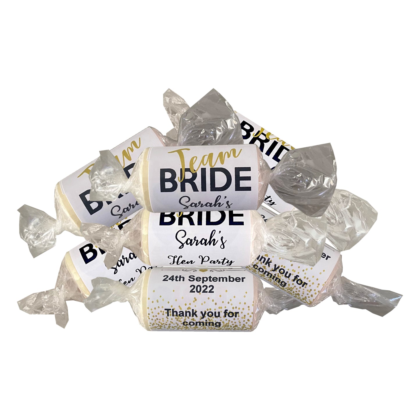Personlalised Team Bride Hen Night Party Love Heart Sweets