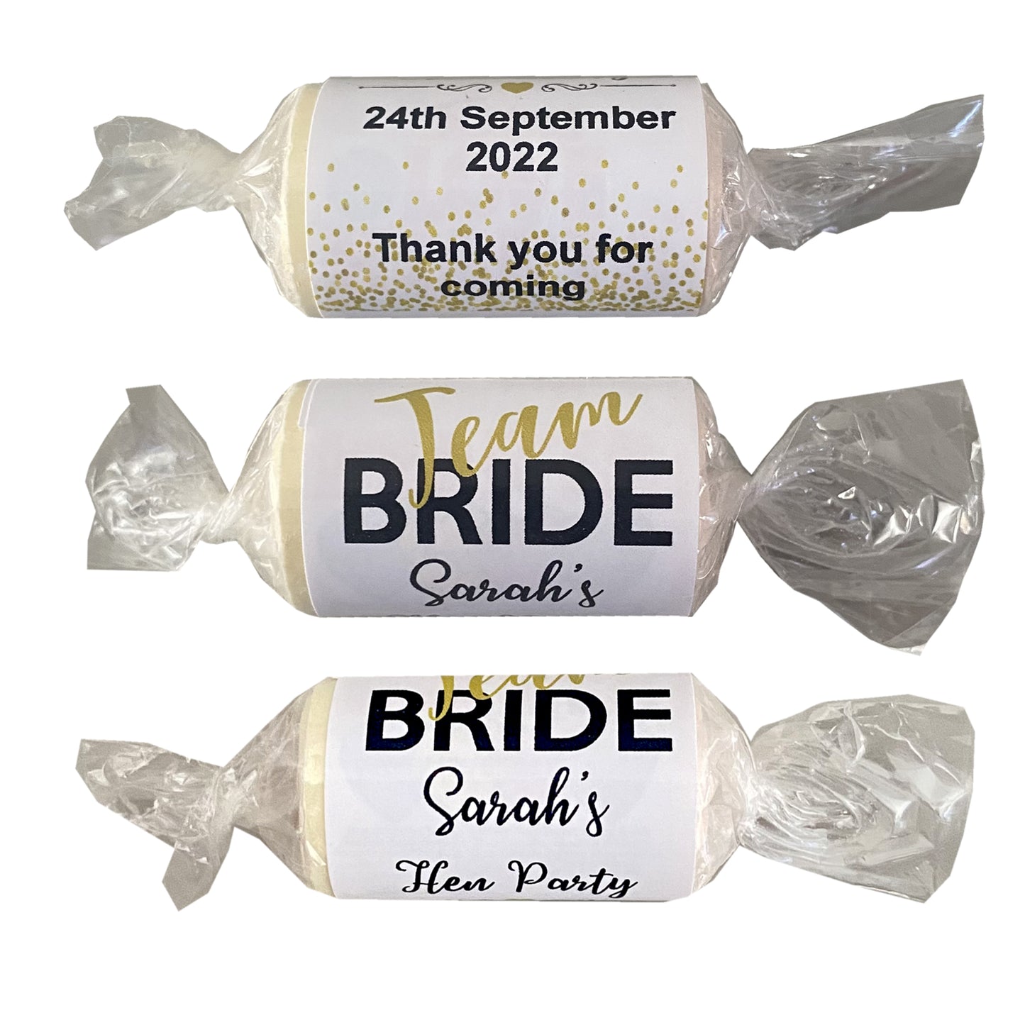 Personlalised Team Bride Hen Night Party Love Heart Sweets