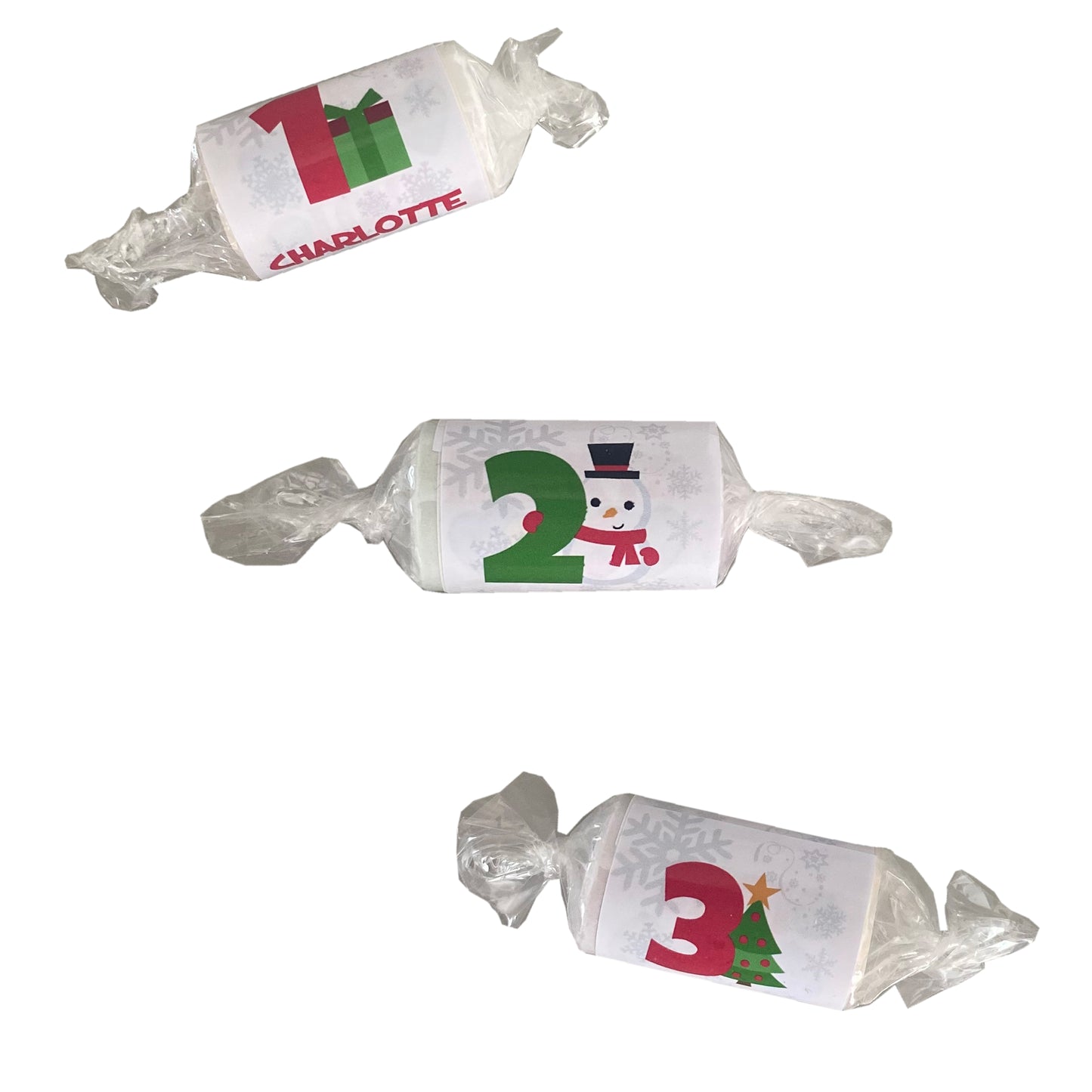 24 Personalised Love Heart Christmas Numbers Sweets