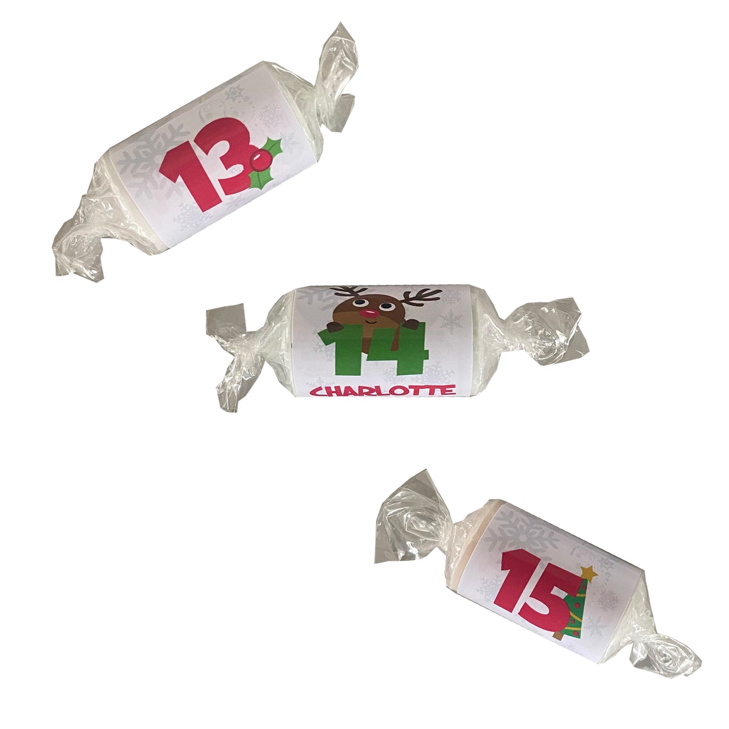 24 Personalised Love Heart Christmas Numbers Sweets