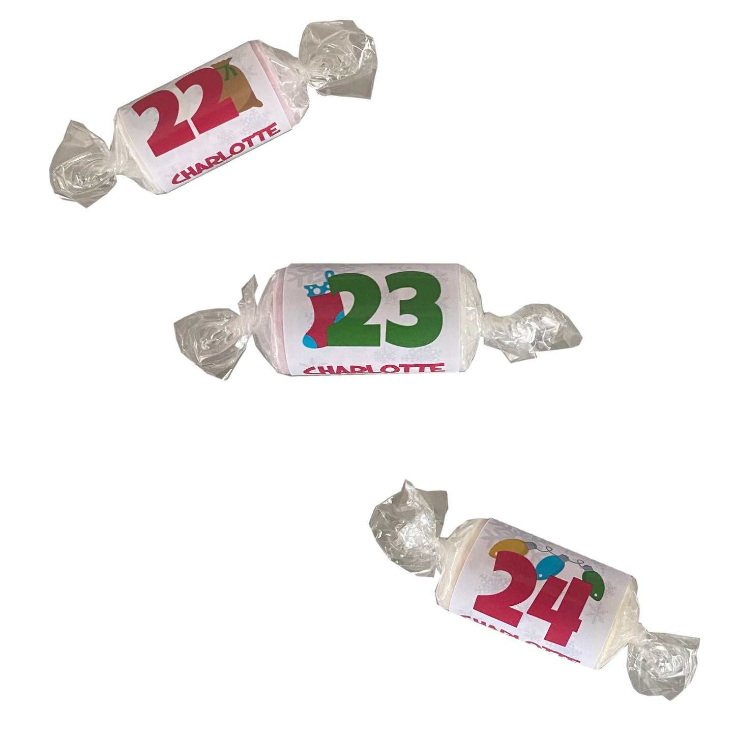 24 Personalised Love Heart Christmas Numbers Sweets