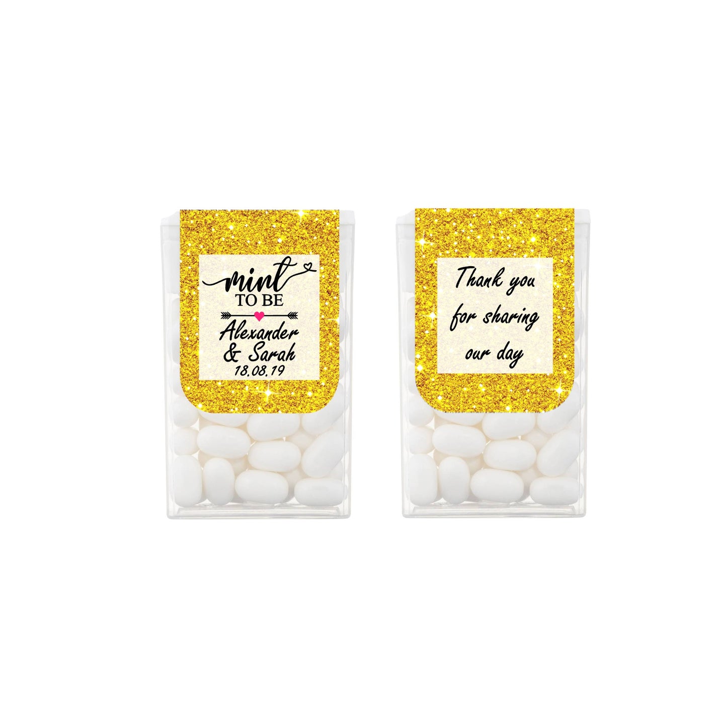 Personalised Gold Glitter Effect Tic Tac Favours