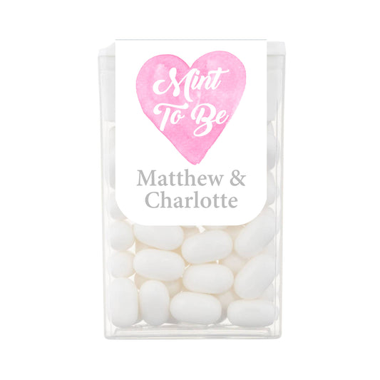 Mint To be Watercolour Pink Heart Tic Tac Favours