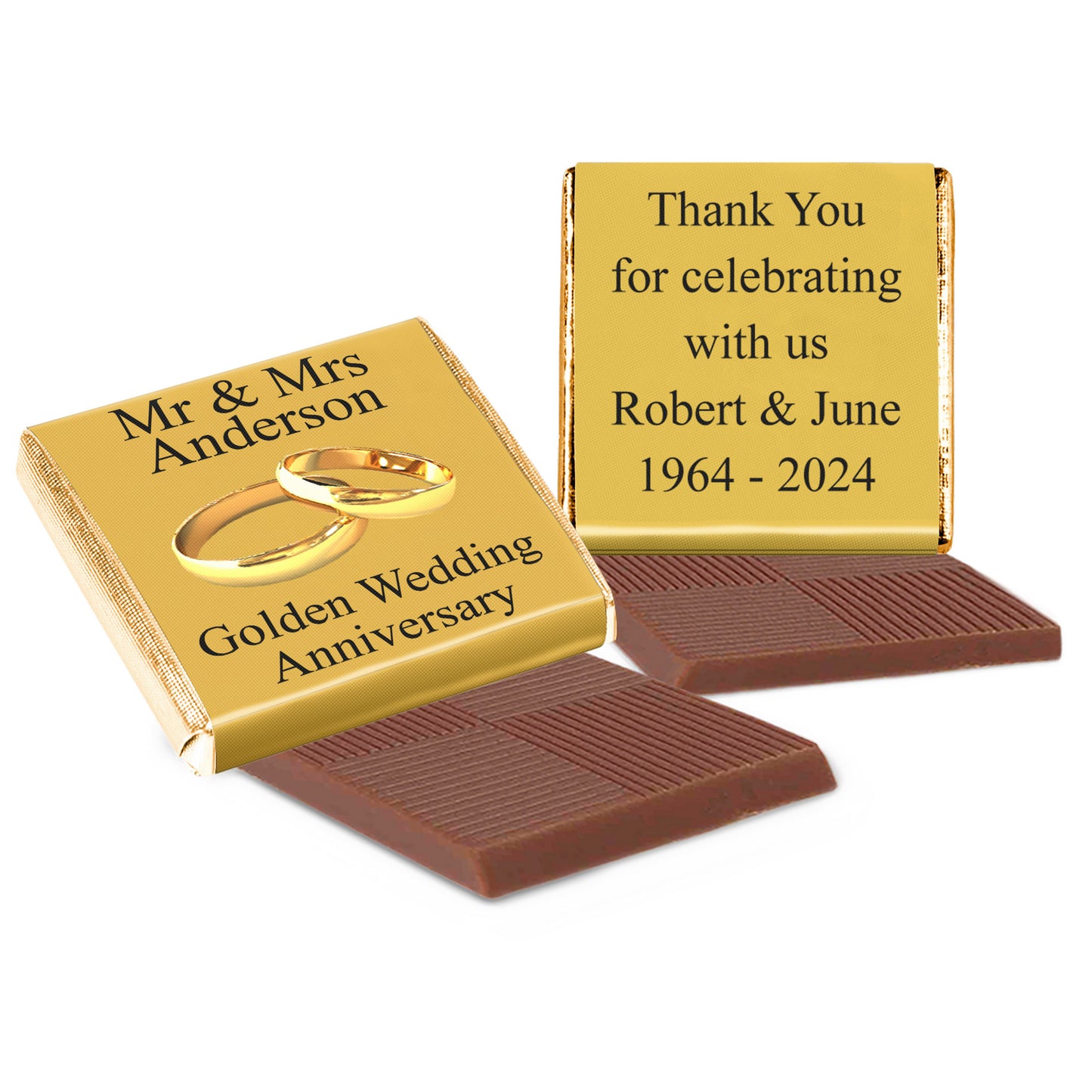 Personalised Golden Wedding Annivesary Chocolate Party Favours