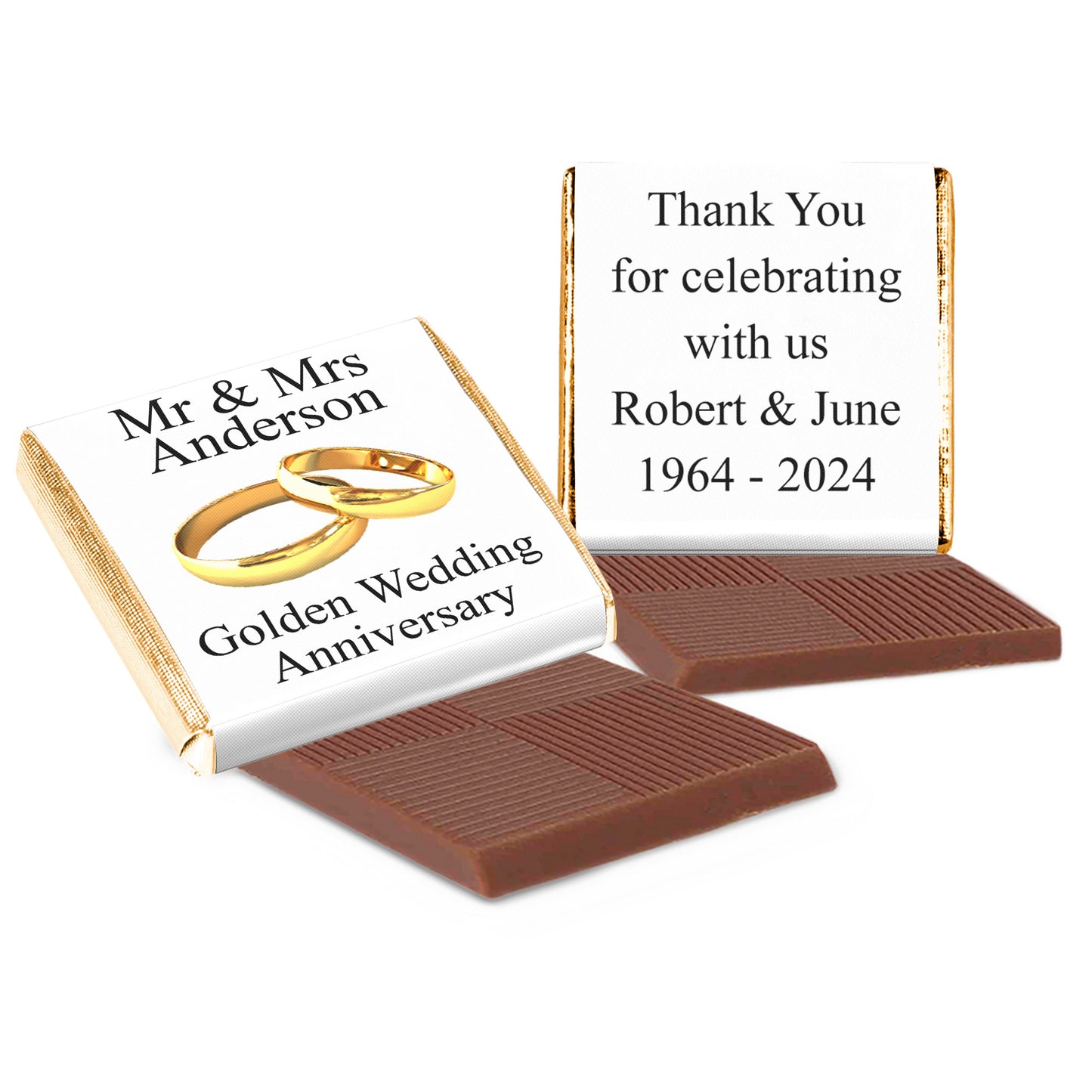 Personalised Golden Wedding Annivesary Chocolate Party Favours