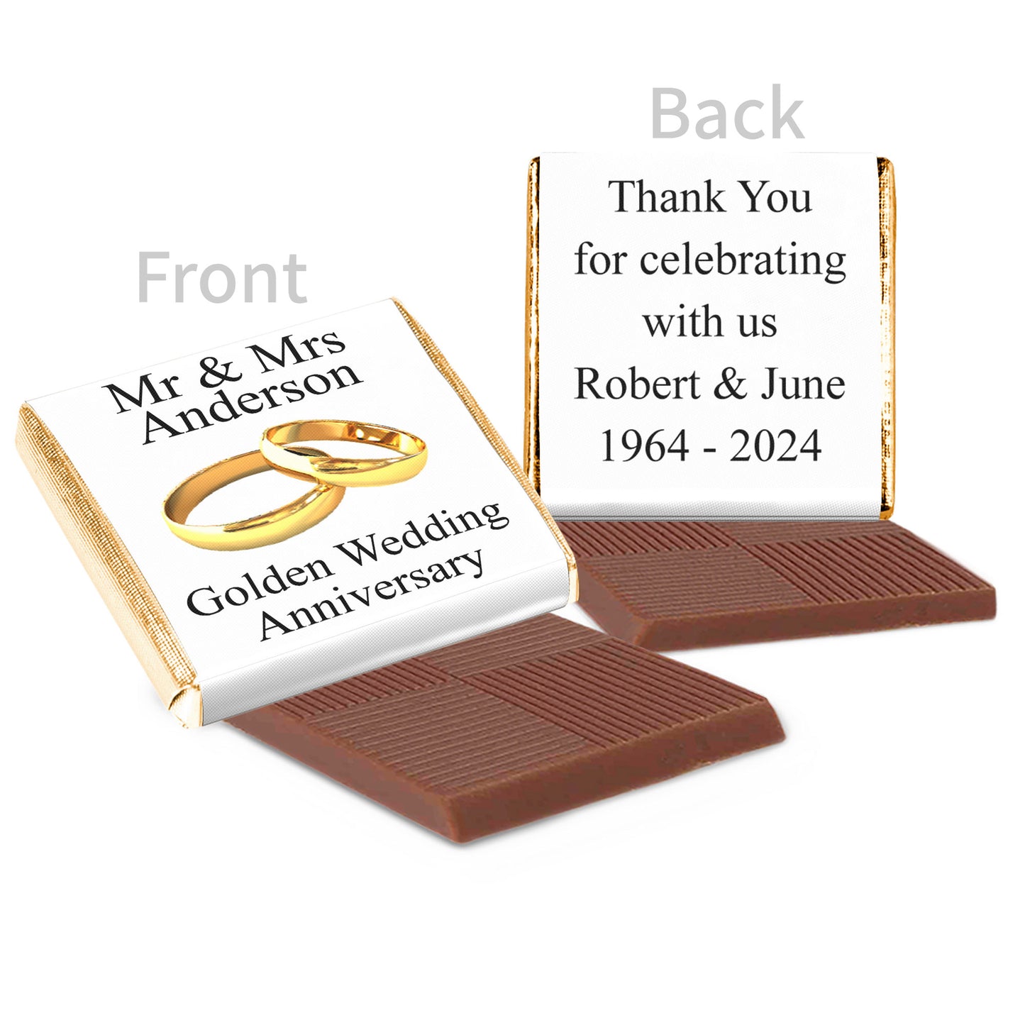 Personalised Golden Wedding Annivesary Chocolate Party Favours