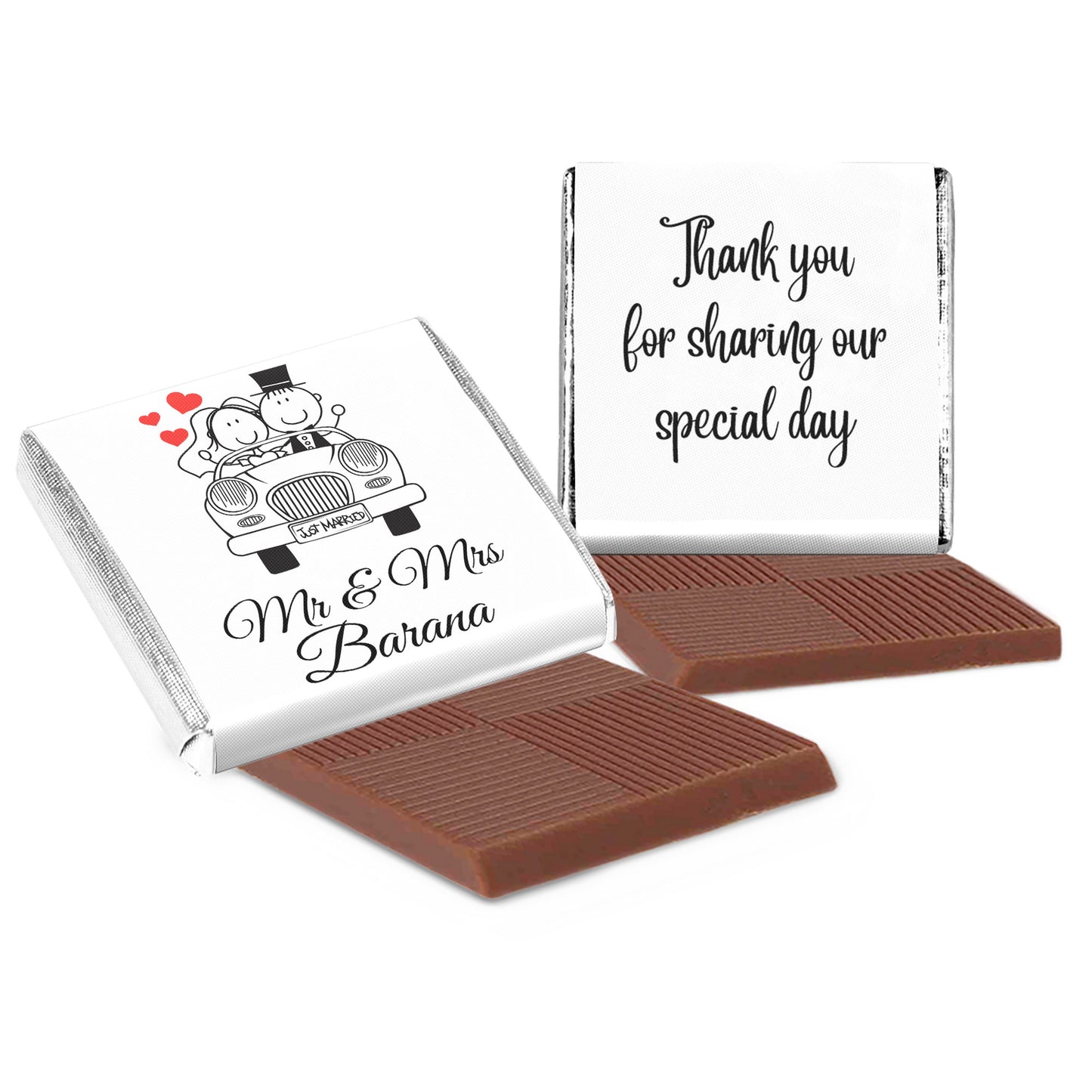 Personalised Wedding Car Cartoon Chocolate Favours