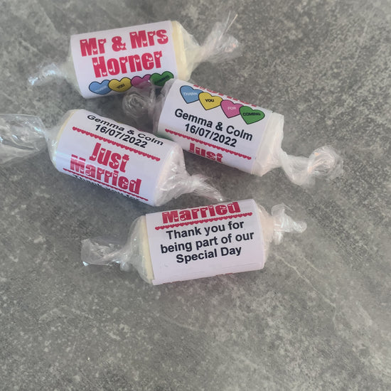 PESONALISED LOVE HEART SWEET WEDDING FAVOURS