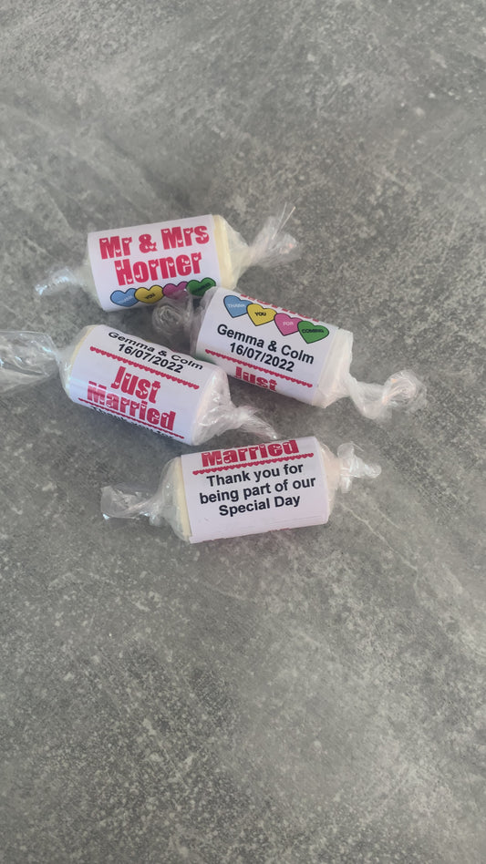 PESONALISED LOVE HEART SWEET WEDDING FAVOURS