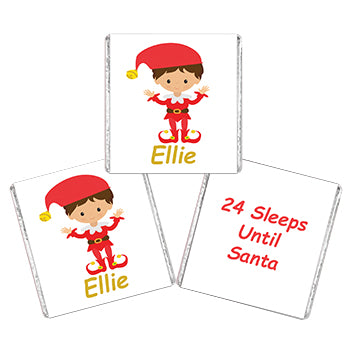 Personalised Elf Chocolate Sqaure Advent Favours Christmas Countdown Elf on shelf