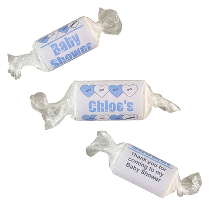 Blue Baby Shower Personalised Love Heart Favours