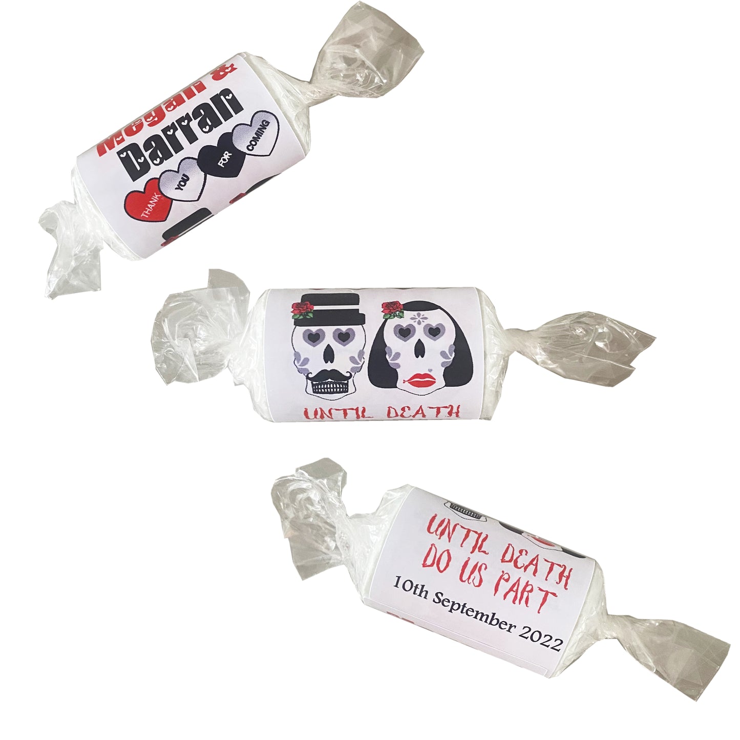 Candy Skull Wedding Favours Love Heart Sweets