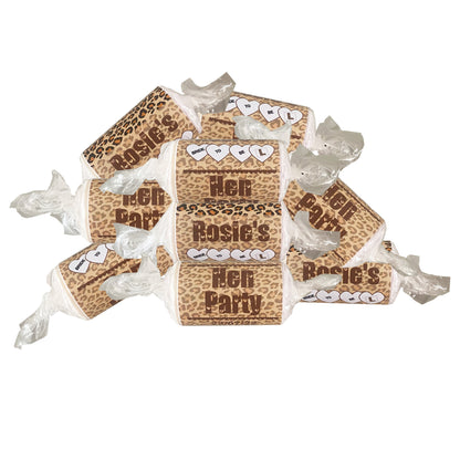 Personalised Leopard Print Hen Night Party Love Heart Sweets