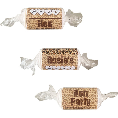Personalised Leopard Print Hen Night Party Love Heart Sweets