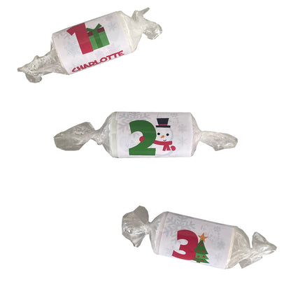 24 Personalised Love Heart Christmas Numbers Sweets