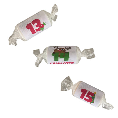 24 Personalised Love Heart Christmas Numbers Sweets