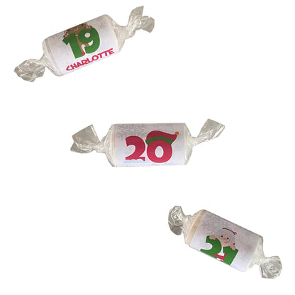 24 Personalised Love Heart Christmas Numbers Sweets