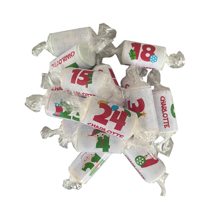 24 Personalised Love Heart Christmas Numbers Sweets