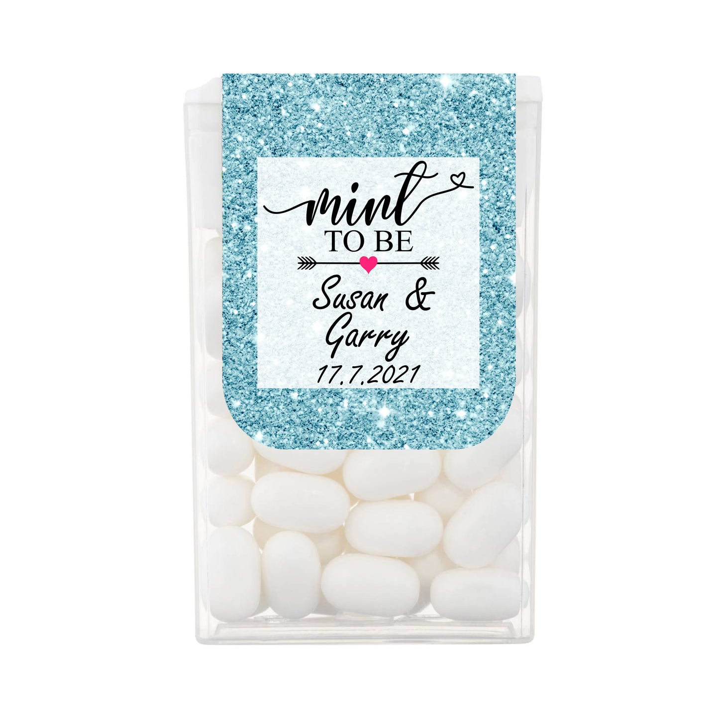 Tiffany Blue Glitter Effect Personalised Tic Tac Favours