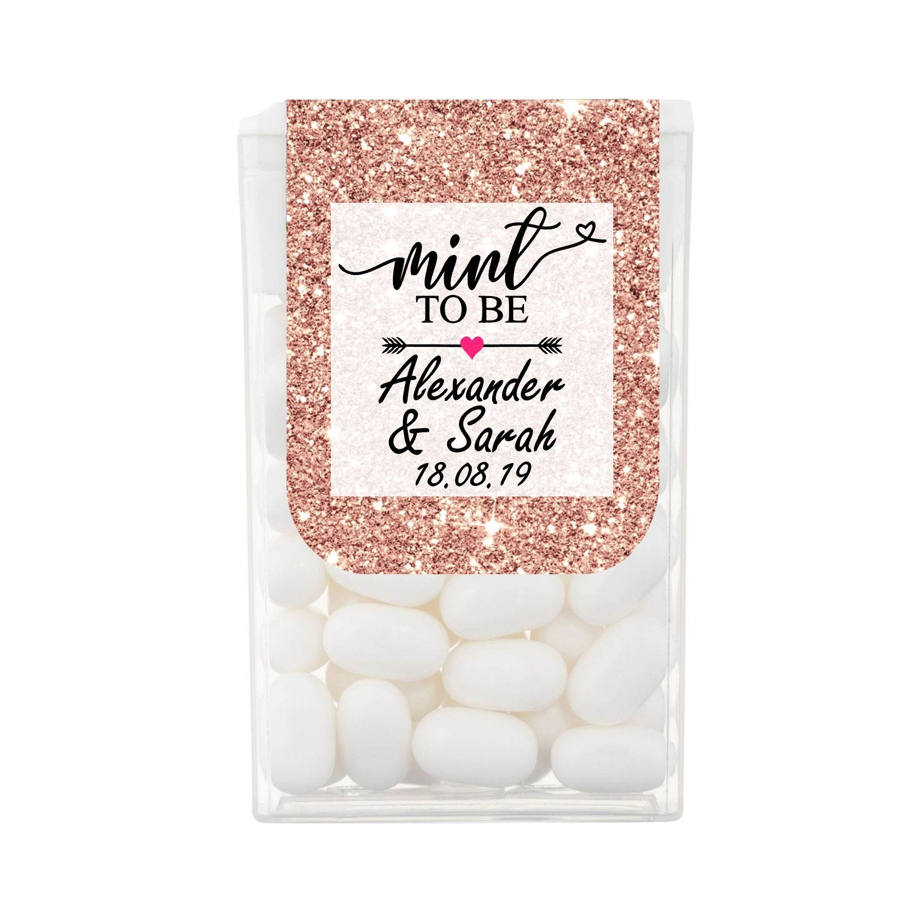 Personalised Rose Gold Glitter Effect Tic Tacs