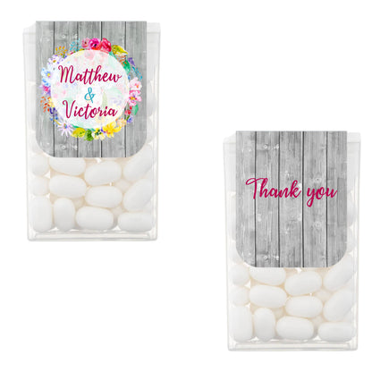 Colourful Floral Wood Personalised Tic Tacs