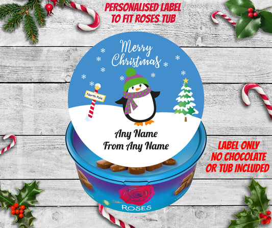 Cadbury Roses Christmas Tub Label